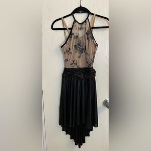 Curtain Call Tan with Black Flowers and Skirt Lyrical Costume
